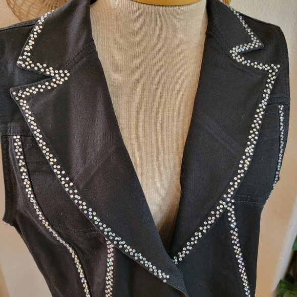 Katina Marie Rhinestone Bling Vest  SZ L Western - Picture 4 of 6